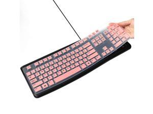 Keyboard Cover for Logitech K120 MK120 Ergonomic Desktop USB Wired Keyboard Ultra Thin Protective Skin for Logitech MK120 K120 Pink