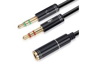 35mm 4 Pin Female to 2x35mm 3 Pin Male Headphone Converter Head Audio Splitter Y Adapter Cable 03M 1FT Black 35mm 4 Pin Female to 2x35mm 3 Pin Male Headphone Converter Head Audio Splitter Y Adapter Cable 03M 1FT Black
