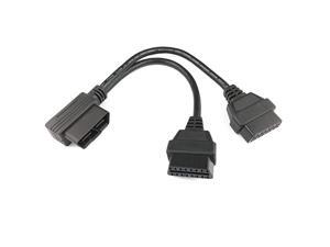 Angle OBD II 16pin Splitter Y Cable Male Splitter to 2 OBD2 Female Extension Cable 1ft30cm Angle OBD II 16pin Splitter Y Cable Male Splitter to 2 OBD2 Female Extension Cable 1ft30cm
