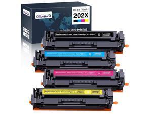Compatible Toner Cartridge Replacement for HP 202X 202 High Yield Work with HP Color Laserjet Pro MFP M281fdw M281cdw M281fdn M254dw M254nw M254dn 4 Pack Black Cyan Magenta Yellow Compatible Toner Cartridge Replacement for HP 202X 202 High Yield Work with HP Color Laserjet Pro MFP M281fdw M281cdw M281fdn M254dw M254nw M254dn 4 Pack Black Cyan Magenta Yellow