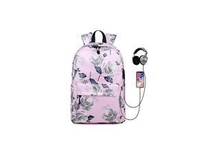 Charging Backpack for Teen Girls Floral College Bookbag Waterproof with USB Charging Port Lightweight Travel Daypack for Work Canvas 15inch Laptop Bag for School Pink Charging Backpack for Teen Girls Floral College Bookbag Waterproof with USB Charging Port Lightweight Travel Daypack for Work Canvas 15inch Laptop Bag for School Pink