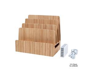 Bamboo Charging Station amp Multi Device Organizer Slim Version w 5USB Port Charger Included for Smartphones Tablets and Laptops Bamboo Charging Station amp Multi Device Organizer Slim Version w 5USB Port Charger Included for Smartphones Tablets and Laptops