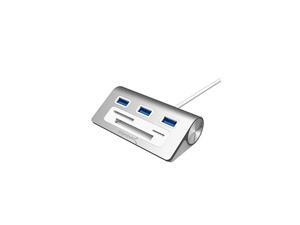 Premium 3 Port Aluminum USB 30 Hub with Multiin1 Card Reader 12 Cable for iMac All MacBooks Mac Mini or Any PC HBMACR Premium 3 Port Aluminum USB 30 Hub with Multiin1 Card Reader 12 Cable for iMac All MacBooks Mac Mini or Any PC HBMACR