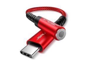 USB Type C to 3.5mm Female Headphone Jack Adapter,  USB C to Aux Audio Dongle Cable Cord Compatible with Pixel 4 3 2 XL, Samsung Galaxy S21 S20 Ultra S20+ Note 20 10 S10 S9 Plus iPad Pro(Red)