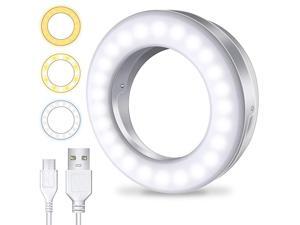 Selfie Ring Light 3 Light Modes Rechargeable Clip on Phone Camera LED Light Adjustable Brightness Selfie Circle Light Designed for iPhone X Xr Xs 11 12 Pro Max Android iPad Laptop Selfie Ring Light 3 Light Modes Rechargeable Clip on Phone Camera LED Light Adjustable Brightness Selfie Circle Light Designed for iPhone X Xr Xs 11 12 Pro Max Android iPad Laptop