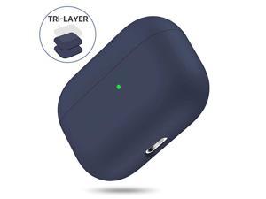 Upgrade Cover for Airpods Pro Case Triple Layer Protective Liquid Silicone Case for AirPods Pro Charging Case 2019 Release LED Visible Shockproof Soft Skin Friendly Silicone Case Blue