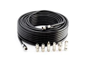 Coaxial Cable Kit with Universal Ends RG6 Coax Cable and six 6 Piece Adapter Kit Includes Male Female RCA BNC F81 and Barrel Connectors Black 50 Feet Coaxial Cable Kit with Universal Ends RG6 Coax Cable and six 6 Piece Adapter Kit Includes Male Female RCA BNC F81 and Barrel Connectors Black 50 Feet
