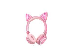 Kids Headphones Wired Headphones On Ear Cat Ear Headphones with LED for Girls 35mm Audio Jack for Cell Phone Peach Kids Headphones Wired Headphones On Ear Cat Ear Headphones with LED for Girls 35mm Audio Jack for Cell Phone Peach