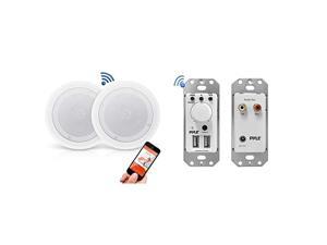 Pair 8 Bluetooth Flush Mount inWall inCeiling 2Way Universal Home Speaker System Spring Loaded Polyprone Cone Bluetooth Receiver Wall Mount inWall Audio Control Receiver