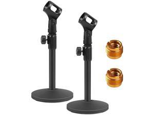 Desktop Microphone Stand Upgraded Adjustable Table Mic Stand with Mic Clip and 58 Male to 38 Female Screw for Blue Yeti Snowball Spark Other Microphone Pack of 2
