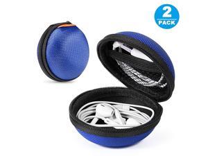 2 Packs  Hard Earphone Case Headphone Organizer Shockproof Mini Earbud Carrying Case for AirPods High Protection Small EVA Storage Pouch Bluetooth Earpiece Bag Lightweight Coin Purse Blue