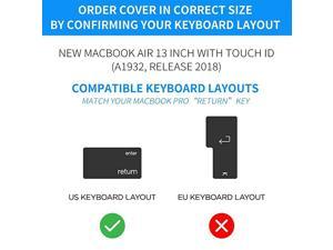 Premium Ultra Thin Clear Keyboard Cover Skin for 20182019 MacBook Air 13Inch 13 Model Number A1932 Only US Version