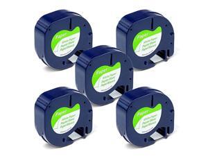 Compatible Label Tape Replacement for DYMO LetraTag Refills 91330 10697 Paper LT Label Tape Work for DYMO LetraTag LT100H LT100T QX50 Label Maker Black on White 12 Inch x 13 Feet 5Pack Compatible Label Tape Replacement for DYMO LetraTag Refills 91330 10697 Paper LT Label Tape Work for DYMO LetraTag LT100H LT100T QX50 Label Maker Black on White 12 Inch x 13 Feet 5Pack