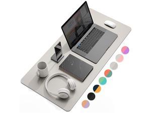 Multifunctional Office Desk Pad Ultra Thin Waterproof PU Leather Mouse Pad Dual Use Desk Writing Mat for OfficeHome 315 x 157 Grey