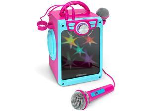 Karaoke Machine for Kids | Karoke Set with 2 Microphones | Bluetooth/AUX/USB Connectivity | Pink Kareoke Machine for Girls | Portable Singing Machine with Flashing Disco Lights