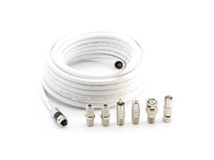 Coaxial Cable Kit with Universal Ends RG6 Coax Cable and six 6 Piece Adapter Kit Includes Male Female RCA BNC F81 and Barrel Connectors White 6 Feet Coaxial Cable Kit with Universal Ends RG6 Coax Cable and six 6 Piece Adapter Kit Includes Male Female RCA BNC F81 and Barrel Connectors White 6 Feet