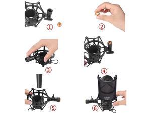 Microphone AT2020 Shock Mount with Pop Filter Universal Shock Mount for 46mm53mm Diameter Mic compatible for AT2020 AntiVibration Suspension Microphone Shock Mount Bonus Screw Adapter Microphone AT2020 Shock Mount with Pop Filter Universal Shock Mount for 46mm53mm Diameter Mic compatible for AT2020 AntiVibration Suspension Microphone Shock Mount Bonus Screw Adapter