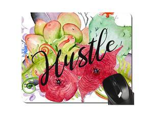 Hustle Quote Mouse Pad Watercolor Succulents Floral Design Gift for Teachers and Coworkers Office Desk Accessories24x20x03CM Hustle Quote Mouse Pad Watercolor Succulents Floral Design Gift for Teachers and Coworkers Office Desk Accessories24x20x03CM