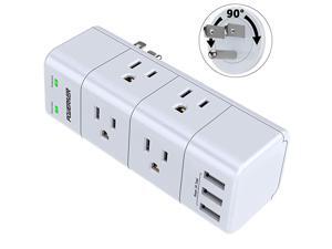 Surge Protector Wall Mount Outlet Splitter with Rotating Plug Power Strip with 6 Outlet Extender 3 Side and 3 USB Ports 1680 Joules for Home School Office Travel White Surge Protector Wall Mount Outlet Splitter with Rotating Plug Power Strip with 6 Outlet Extender 3 Side and 3 USB Ports 1680 Joules for Home School Office Travel White