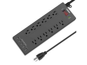 Strip POWERIVER Surge Protector with 12 Outlets and 5 USB Ports Heavy Duty 6 Feet Extension Cord1875W15A Multiplug for Multiple Devices Smartphone Tablet Laptop Computer ETL Listed Black Strip POWERIVER Surge Protector with 12 Outlets and 5 USB Ports Heavy Duty 6 Feet Extension Cord1875W15A Multiplug for Multiple Devices Smartphone Tablet Laptop Computer ETL Listed Black