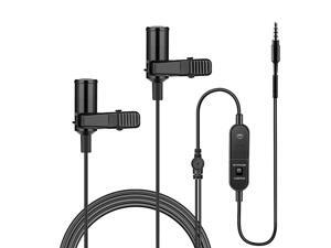 Dual Lavalier Microphone  2 Lapel Clipon Omnidirectional Condenser Mics Set for Dual Interview Recording Vlog YouTube Smartphone Camera Tablets Laptop Android iPhone 4020Dual
