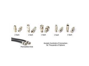Digital Coaxial Cable Kit with Universal Ends RG6 Coax Cable and six 6 Piece Adapter Kit Includes Male Female RCA BNC F81 and Barrel Connectors White 6 Feet Digital Coaxial Cable Kit with Universal Ends RG6 Coax Cable and six 6 Piece Adapter Kit Includes Male Female RCA BNC F81 and Barrel Connectors White 6 Feet