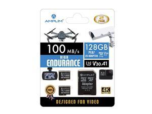 2Pack High Endurance 128GB MicroSDXC Card for Video Monitoring Dash Cam Body Cam Surveillance Cam Home Security Cam Drone Action Camera  U3 V30 A1 4K UHD Micro SD TF with Adapter