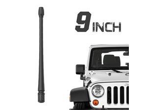 Antenna Compatible with 2007-2021 Jeep Wrangler JK JKU JL JLU Rubicon Sahara Gladiator, 9 inches Flexible Rubber Antenna Designed for Optimized FM/AM Reception