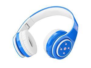 Headphones Bluetooth Wireless 85db Volume Limited Childrens Headset up to 68 Hours Play Stereo Sound SD Card Slot OverEar and Buildin Mic WirelessWired Headphones for Boys GirlsBlue