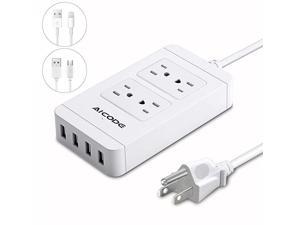 Surge Protector Power Strip with USB4 Spaced Outlets Extension Board 4 Ports USB Charger24Ax4 6 ft Long Extension Cord 1700J 2500W 100240V White for HomeOfficeSchool by