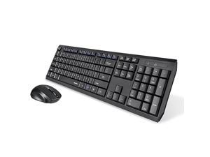 K104 Wireless Keyboard and Mouse Combo Slim Flat Quiet Ergonomic Full Size 104 Keys Keyboard Portable Wireless Mouse for Windows PC Black Wireless Keyboard Mouse Set