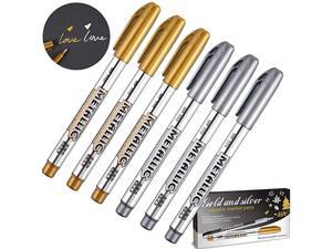 and Silver Metallic Marker Pens Metallic Permanent Markers Suitable for Cards Writing Signature Lettering Metallic Painting Pens 6 and Silver Metallic Marker Pens Metallic Permanent Markers Suitable for Cards Writing Signature Lettering Metallic Painting Pens 6