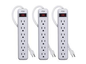 6Outlet Power Strip 3Pack Overload Protection 3Foot Cord White 6Outlet Power Strip 3Pack Overload Protection 3Foot Cord White