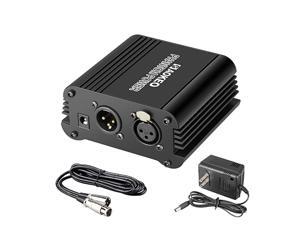 48V Phantom Power Supply Powered by USB Plug in Included with 8 feet USB Cable Bonus + XLR 3 Pin Microphone Cable for Any Condenser Microphone Music Recording Equipment 48V Phantom Power Supply Powered by USB Plug in Included with 8 feet USB Cable Bonus + XLR 3 Pin Microphone Cable for Any Condenser Microphone Music Recording Equipment