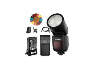 V1S Flash for Sony 76Ws 24G TTL Round Head Flash Speedlight 18000 HSS 480 Full Power Shots 15s Recycle Time 2600mAh Lithium Battery 10 Level LED Modeling Lamp WPergear Cloth