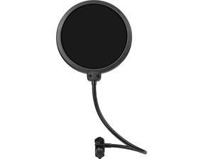 Microphone Pop Filter,  Mic Pop Filter Dual Layer Shield, Flexible 360° Gooseneck Clip Stabilizing Arm Pop Filter Compatible with Blue Yeti, Snowball, Microphones