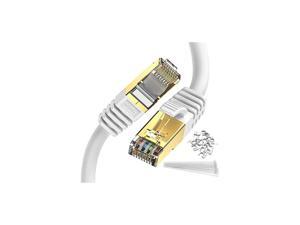 Ethernet Cable 25 ft Cat 8 Cable White  Internet Cable 40Gbps 2000Mhz High Speed Gigabit LAN Network Cables with SSTP RJ45 Gold Plated Connector for Switch Router Modem Patch Modem