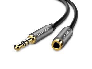 35mm Male to Female Extension Stereo Audio Extension Cable Adapter Gold Plated Compatible for iPhone iPad Smartphones Tablets Media Players Black PVC 15FT