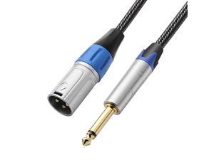 1/4 TS to XLR Male Cable, Nylon Braid Quarter inch Mono to XLR Unbalanced Interconnect Cable - 3 Feet
