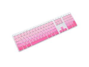 Ultra Thin Washable Extended Layout Silicone Keyboard Protective Cover Skin for Apple Mac Aluminum Wired Keyboard MB110LLB A1243 US VersionFunction KeysNumeric Keypad Ombre Pink