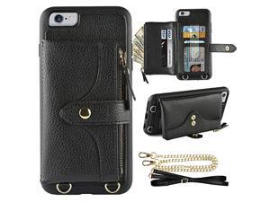 Wallet Case Compatible with iPhone 6 Plus, iPhone 6S Plus Case Wallet Card Holder Case with Wrist Chain Crossbody Strap Zipper Case for iPhone 6 Plus/iPhone 6S Plus, 5.5 inches-Black Wallet Case Compatible with iPhone 6 Plus, iPhone 6S Plus Case Wallet Card Holder Case with Wrist Chain Crossbody Strap Zipper Case for iPhone 6 Plus/iPhone 6S Plus, 5.5 inches-Black