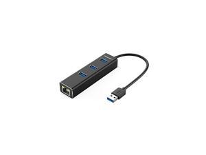 Aluminum 3-Port USB 3.0 Hub with RJ45 10/100/1000 Gigabit Ethernet Adapter Converter LAN Wired USB Network Adapter for Ultrabooks, Notebooks, Tablets and More