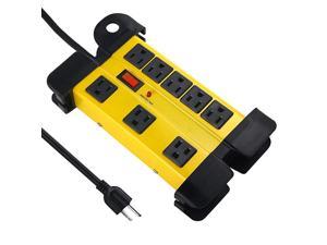 Duty Power Strip Surge Protector 8 Outlet Industrial Power Strip with 15A Shop Workshop Garden Metal Power Strip with 6FT Cord 1200 Joules ETL Listed
