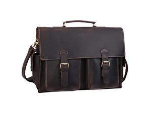 Mens Solid Full Grain Thick Cowhide Leather 173 Laptop Messenger Briefcase Bag Tote with YKK Zippers Mens Solid Full Grain Thick Cowhide Leather 173 Laptop Messenger Briefcase Bag Tote with YKK Zippers