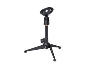 Adjustable Desk Microphone Stand Portable Foldable Tripod MIC Tabletop Stand with Small Plastic Microphone Clip Such as Sm57 Sm58 Sm86 Sm87