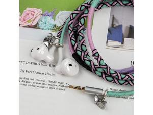 Earphones Earbuds in Ear Headphones with Microphone Remote for iPhone iPad Mac Laptop Android Devices Fabric Braided Wistband Bracelet