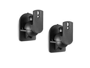 Dual Speaker Wall Mount Brackets Multiple Adjustments for Bookshelf, Surround Sound Speakers, Hold up to 7.7 lbs, (SWM202), 2 Packs, Black