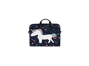 Funny Magic Unicorn Rainbow Color 15 inch Laptop Case Shoulder Bag Crossbody Briefcase Messenger Sleeve for Women Men Girls Boys with Shoulder Strap Handle Back to School Gifts for Her Him