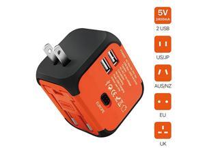 International Universal Power Adapter Converter with 2 USB Charging Ports All in One Travel Worldwide Plug Builtin Spare Fuse AC Socket Wall Outlet for US EU UK AU CN 150 Countries Orange International Universal Power Adapter Converter with 2 USB Charging Ports All in One Travel Worldwide Plug Builtin Spare Fuse AC Socket Wall Outlet for US EU UK AU CN 150 Countries Orange