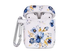 Airpod Case  Airpods Case Cover for Apple AirPods 2&1 Cute Airpod Case for Girls Silicone Protective Skin Airpods Accessories with Keychain (Blue/Daffodils)